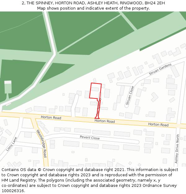 2, THE SPINNEY, HORTON ROAD, ASHLEY HEATH, RINGWOOD, BH24 2EH: Location map and indicative extent of plot