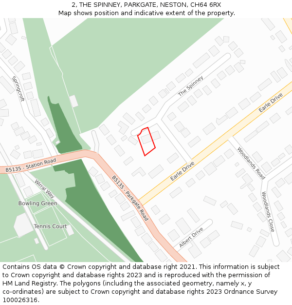 2, THE SPINNEY, PARKGATE, NESTON, CH64 6RX: Location map and indicative extent of plot