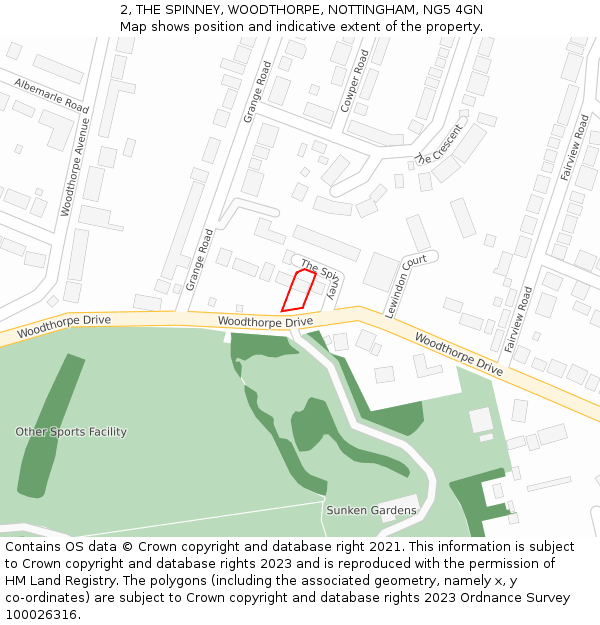 2, THE SPINNEY, WOODTHORPE, NOTTINGHAM, NG5 4GN: Location map and indicative extent of plot