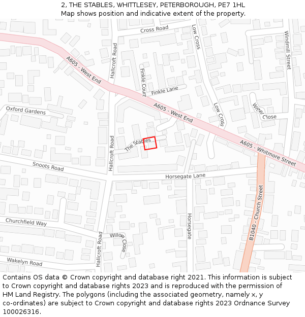 2, THE STABLES, WHITTLESEY, PETERBOROUGH, PE7 1HL: Location map and indicative extent of plot