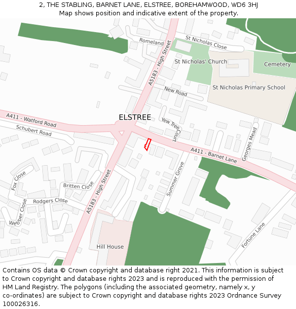2, THE STABLING, BARNET LANE, ELSTREE, BOREHAMWOOD, WD6 3HJ: Location map and indicative extent of plot