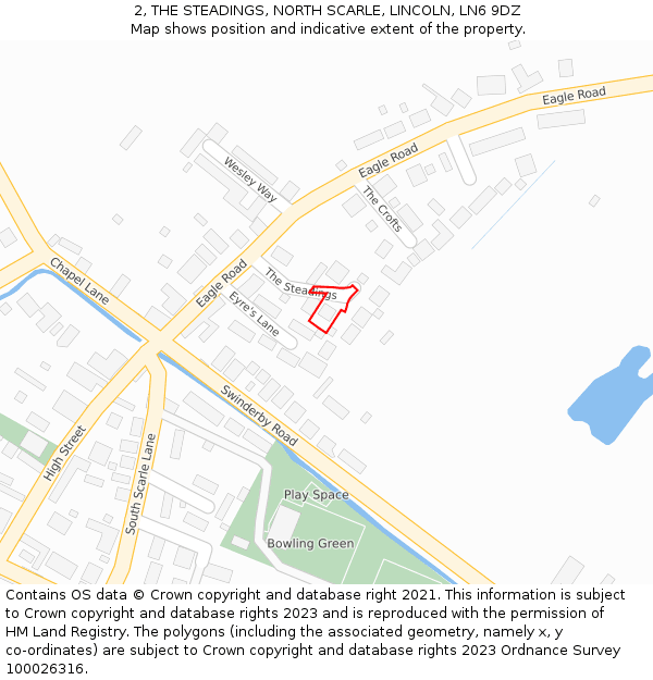 2, THE STEADINGS, NORTH SCARLE, LINCOLN, LN6 9DZ: Location map and indicative extent of plot