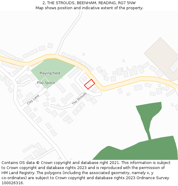 2, THE STROUDS, BEENHAM, READING, RG7 5NW: Location map and indicative extent of plot