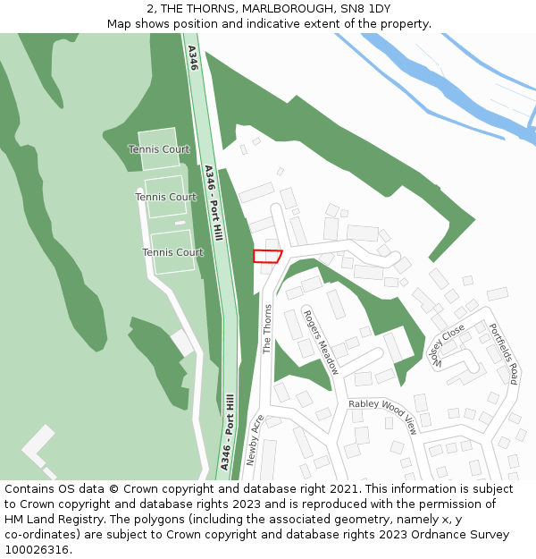 2, THE THORNS, MARLBOROUGH, SN8 1DY: Location map and indicative extent of plot