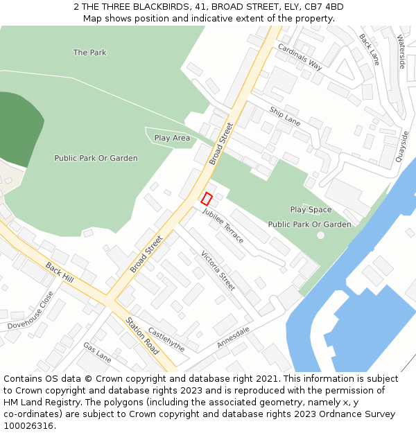 2 THE THREE BLACKBIRDS, 41, BROAD STREET, ELY, CB7 4BD: Location map and indicative extent of plot