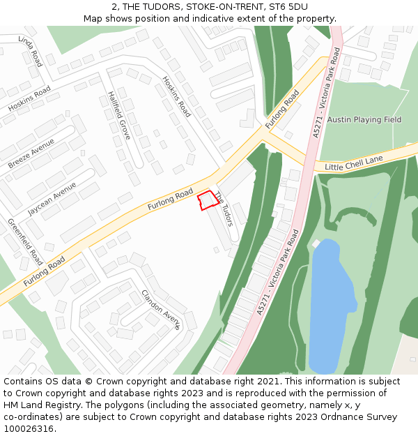 2, THE TUDORS, STOKE-ON-TRENT, ST6 5DU: Location map and indicative extent of plot