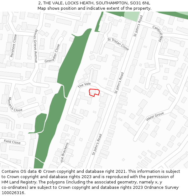 2, THE VALE, LOCKS HEATH, SOUTHAMPTON, SO31 6NL: Location map and indicative extent of plot