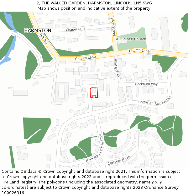 2, THE WALLED GARDEN, HARMSTON, LINCOLN, LN5 9WG: Location map and indicative extent of plot