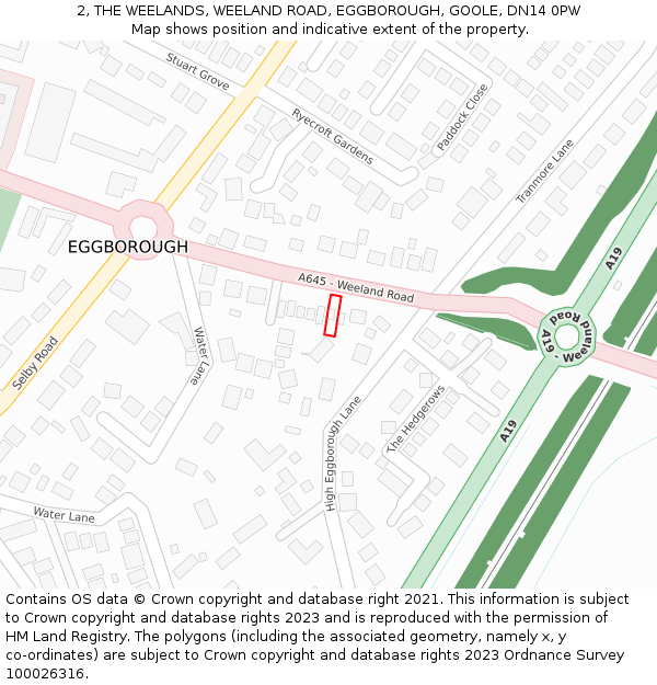 2, THE WEELANDS, WEELAND ROAD, EGGBOROUGH, GOOLE, DN14 0PW: Location map and indicative extent of plot