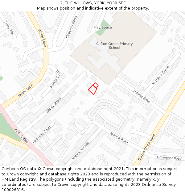 2, THE WILLOWS, YORK, YO30 6BF: Location map and indicative extent of plot