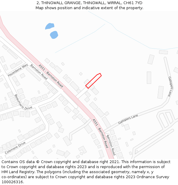 2, THINGWALL GRANGE, THINGWALL, WIRRAL, CH61 7YD: Location map and indicative extent of plot