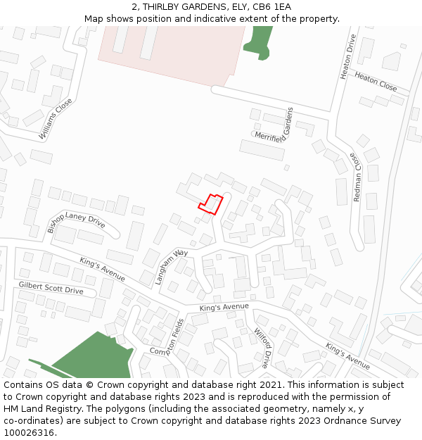 2, THIRLBY GARDENS, ELY, CB6 1EA: Location map and indicative extent of plot