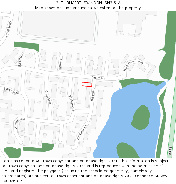 2, THIRLMERE, SWINDON, SN3 6LA: Location map and indicative extent of plot