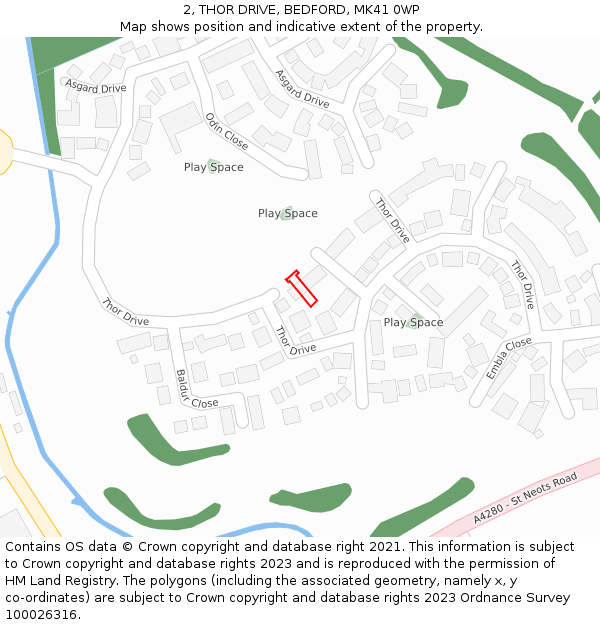 2, THOR DRIVE, BEDFORD, MK41 0WP: Location map and indicative extent of plot