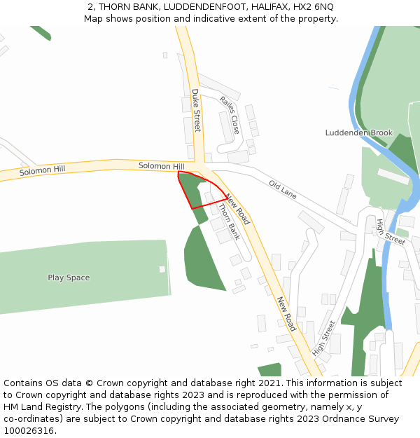 2, THORN BANK, LUDDENDENFOOT, HALIFAX, HX2 6NQ: Location map and indicative extent of plot