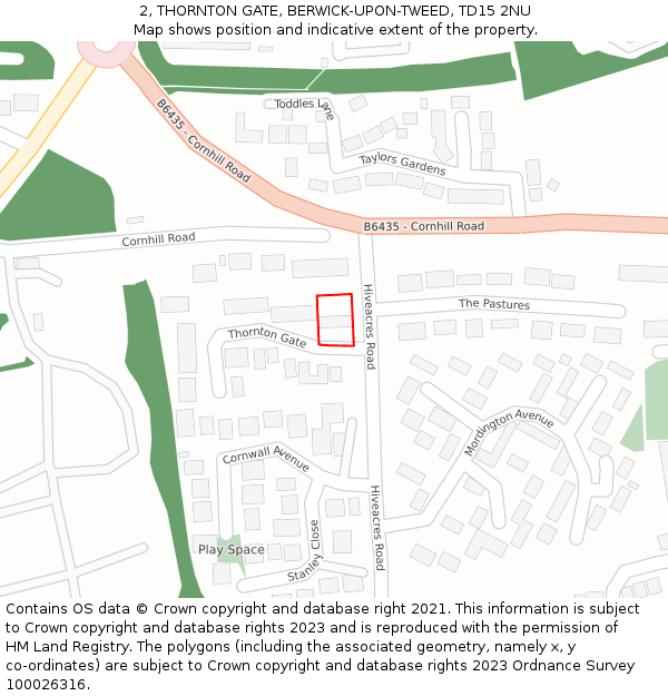 2, THORNTON GATE, BERWICK-UPON-TWEED, TD15 2NU: Location map and indicative extent of plot