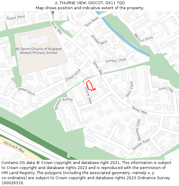 2, THURNE VIEW, DIDCOT, OX11 7QD: Location map and indicative extent of plot