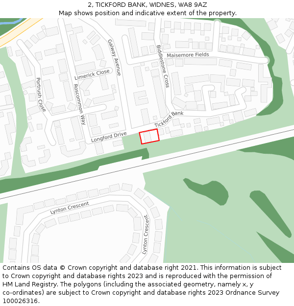 2, TICKFORD BANK, WIDNES, WA8 9AZ: Location map and indicative extent of plot