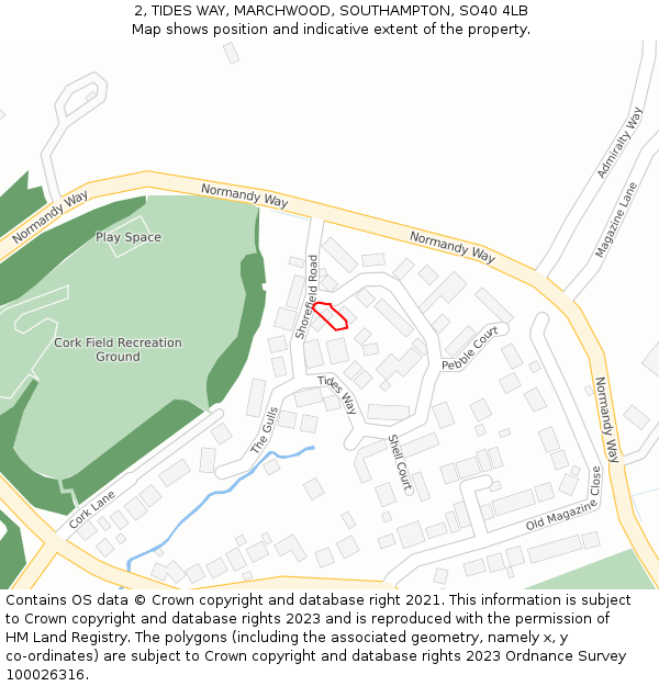 2, TIDES WAY, MARCHWOOD, SOUTHAMPTON, SO40 4LB: Location map and indicative extent of plot