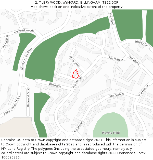 2, TILERY WOOD, WYNYARD, BILLINGHAM, TS22 5QR: Location map and indicative extent of plot