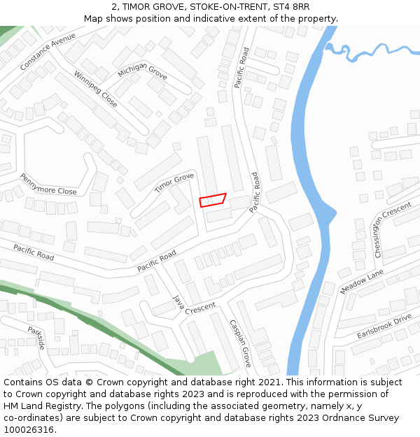 2, TIMOR GROVE, STOKE-ON-TRENT, ST4 8RR: Location map and indicative extent of plot