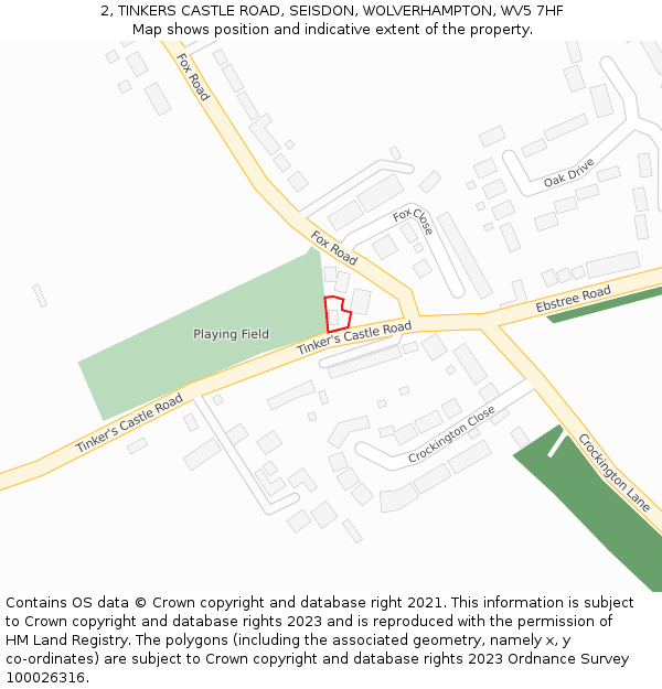 2, TINKERS CASTLE ROAD, SEISDON, WOLVERHAMPTON, WV5 7HF: Location map and indicative extent of plot