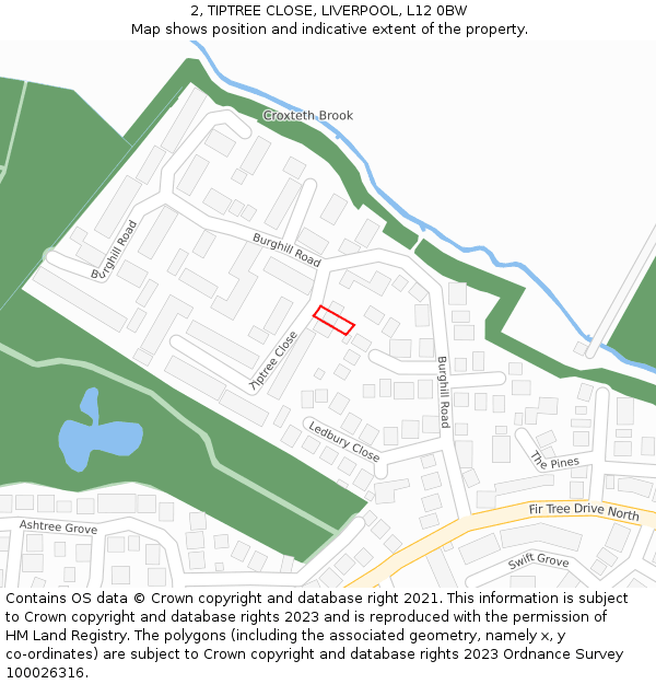 2, TIPTREE CLOSE, LIVERPOOL, L12 0BW: Location map and indicative extent of plot