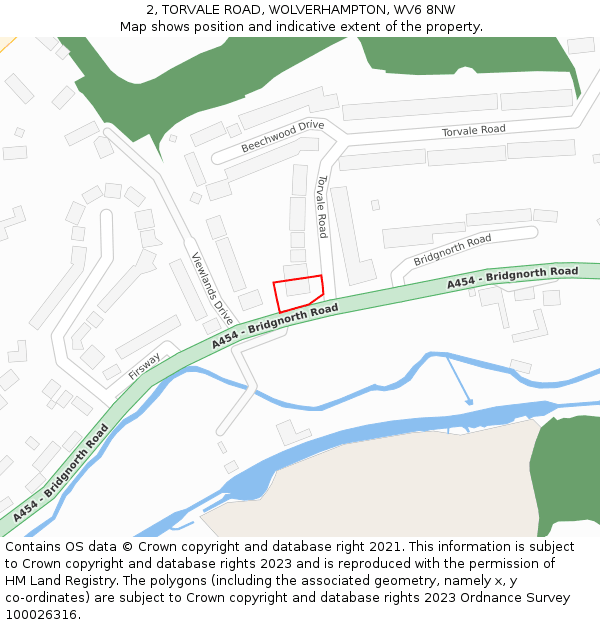 2, TORVALE ROAD, WOLVERHAMPTON, WV6 8NW: Location map and indicative extent of plot