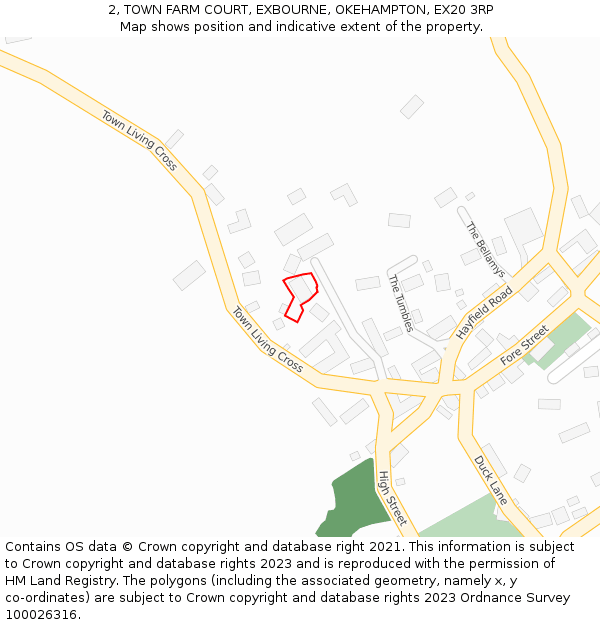 2, TOWN FARM COURT, EXBOURNE, OKEHAMPTON, EX20 3RP: Location map and indicative extent of plot
