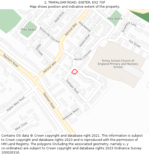 2, TRAFALGAR ROAD, EXETER, EX2 7GF: Location map and indicative extent of plot