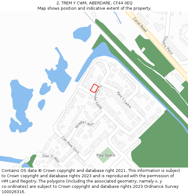 2, TREM Y CWM, ABERDARE, CF44 0EQ: Location map and indicative extent of plot