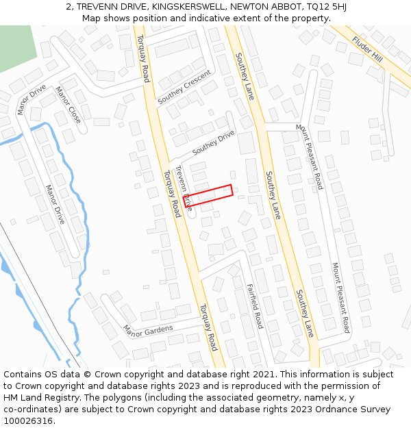 2, TREVENN DRIVE, KINGSKERSWELL, NEWTON ABBOT, TQ12 5HJ: Location map and indicative extent of plot