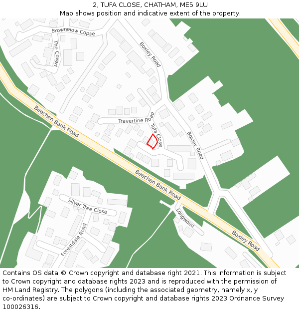 2, TUFA CLOSE, CHATHAM, ME5 9LU: Location map and indicative extent of plot