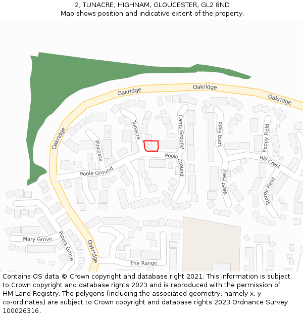2, TUNACRE, HIGHNAM, GLOUCESTER, GL2 8ND: Location map and indicative extent of plot