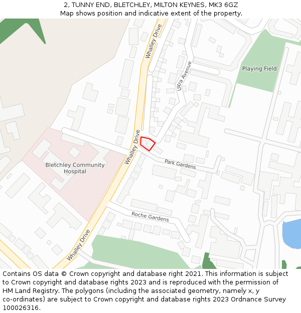 2, TUNNY END, BLETCHLEY, MILTON KEYNES, MK3 6GZ: Location map and indicative extent of plot