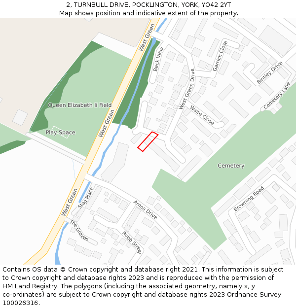 2, TURNBULL DRIVE, POCKLINGTON, YORK, YO42 2YT: Location map and indicative extent of plot