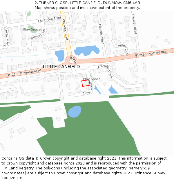 2, TURNER CLOSE, LITTLE CANFIELD, DUNMOW, CM6 4AB: Location map and indicative extent of plot