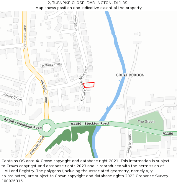 2, TURNPIKE CLOSE, DARLINGTON, DL1 3SH: Location map and indicative extent of plot