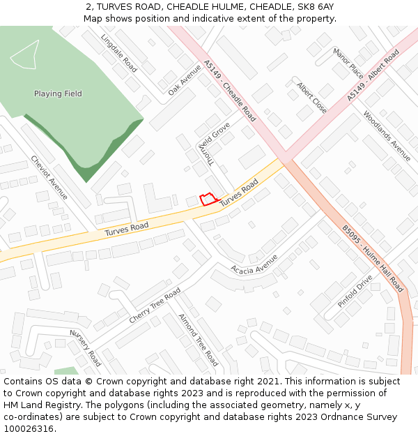 2, TURVES ROAD, CHEADLE HULME, CHEADLE, SK8 6AY: Location map and indicative extent of plot