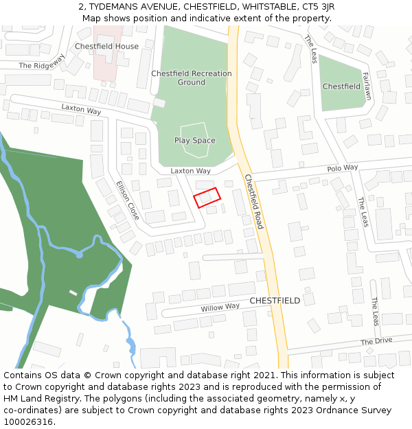 2, TYDEMANS AVENUE, CHESTFIELD, WHITSTABLE, CT5 3JR: Location map and indicative extent of plot