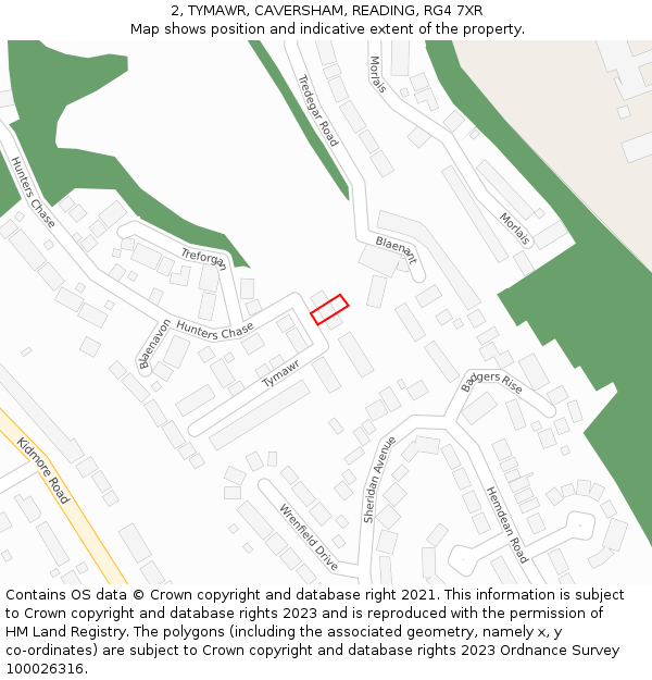 2, TYMAWR, CAVERSHAM, READING, RG4 7XR: Location map and indicative extent of plot
