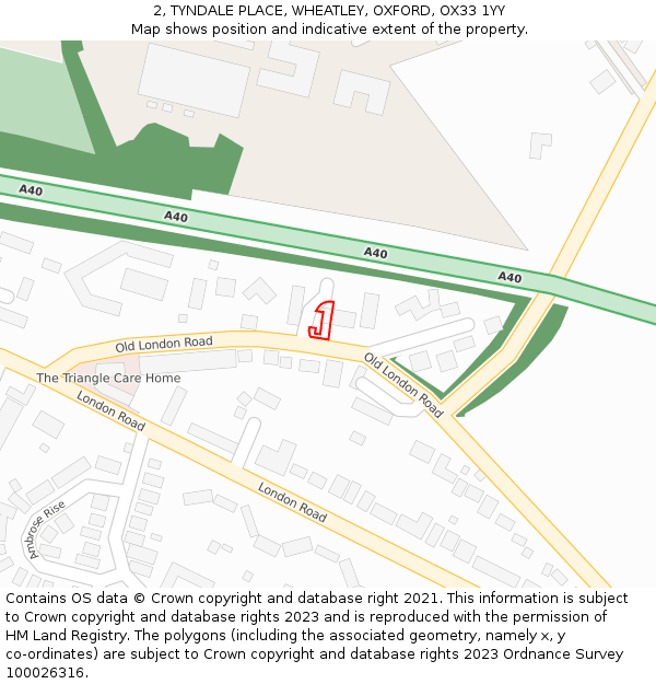 2, TYNDALE PLACE, WHEATLEY, OXFORD, OX33 1YY: Location map and indicative extent of plot