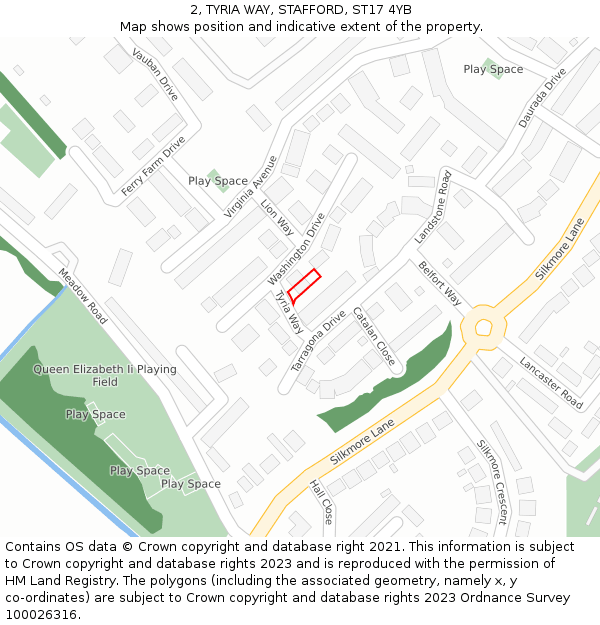 2, TYRIA WAY, STAFFORD, ST17 4YB: Location map and indicative extent of plot