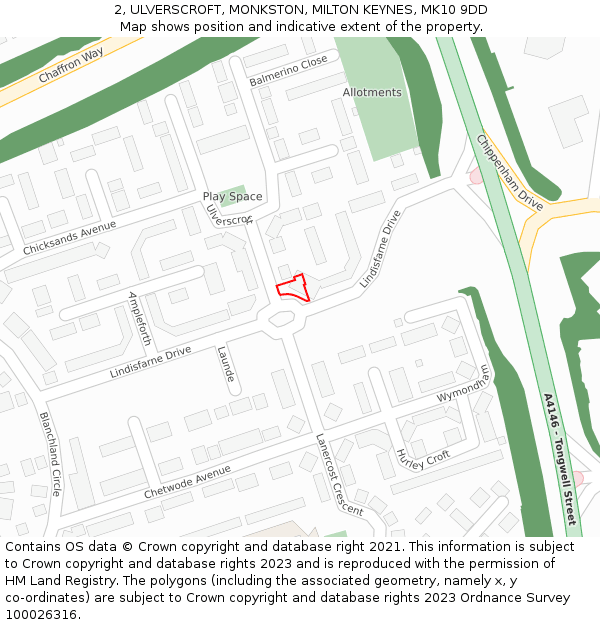 2, ULVERSCROFT, MONKSTON, MILTON KEYNES, MK10 9DD: Location map and indicative extent of plot