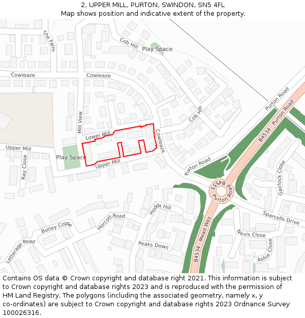 2, UPPER MILL, PURTON, SWINDON, SN5 4FL: Location map and indicative extent of plot