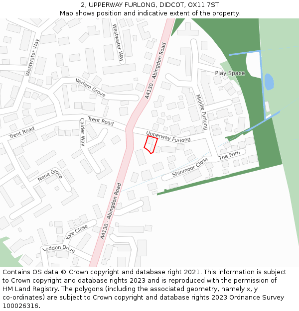 2, UPPERWAY FURLONG, DIDCOT, OX11 7ST: Location map and indicative extent of plot