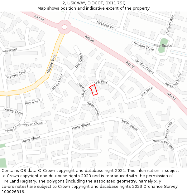2, USK WAY, DIDCOT, OX11 7SQ: Location map and indicative extent of plot