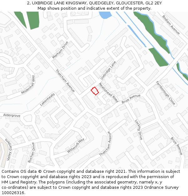 2, UXBRIDGE LANE KINGSWAY, QUEDGELEY, GLOUCESTER, GL2 2EY: Location map and indicative extent of plot