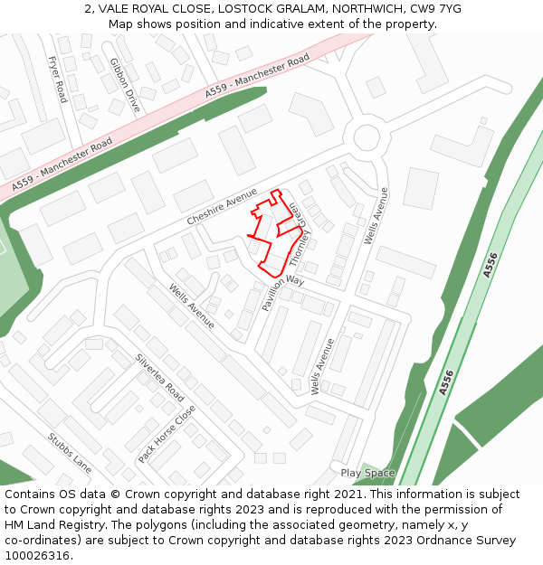 2, VALE ROYAL CLOSE, LOSTOCK GRALAM, NORTHWICH, CW9 7YG: Location map and indicative extent of plot