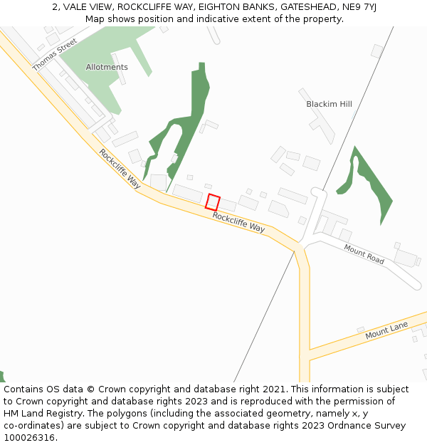 2, VALE VIEW, ROCKCLIFFE WAY, EIGHTON BANKS, GATESHEAD, NE9 7YJ: Location map and indicative extent of plot